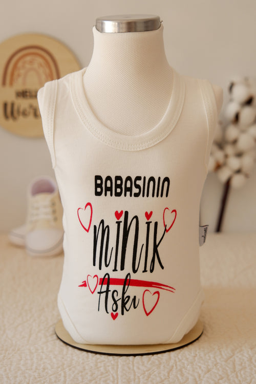 %100 Pamuk Babasının Minik Aşkı Baskılı Bebek Zıbın