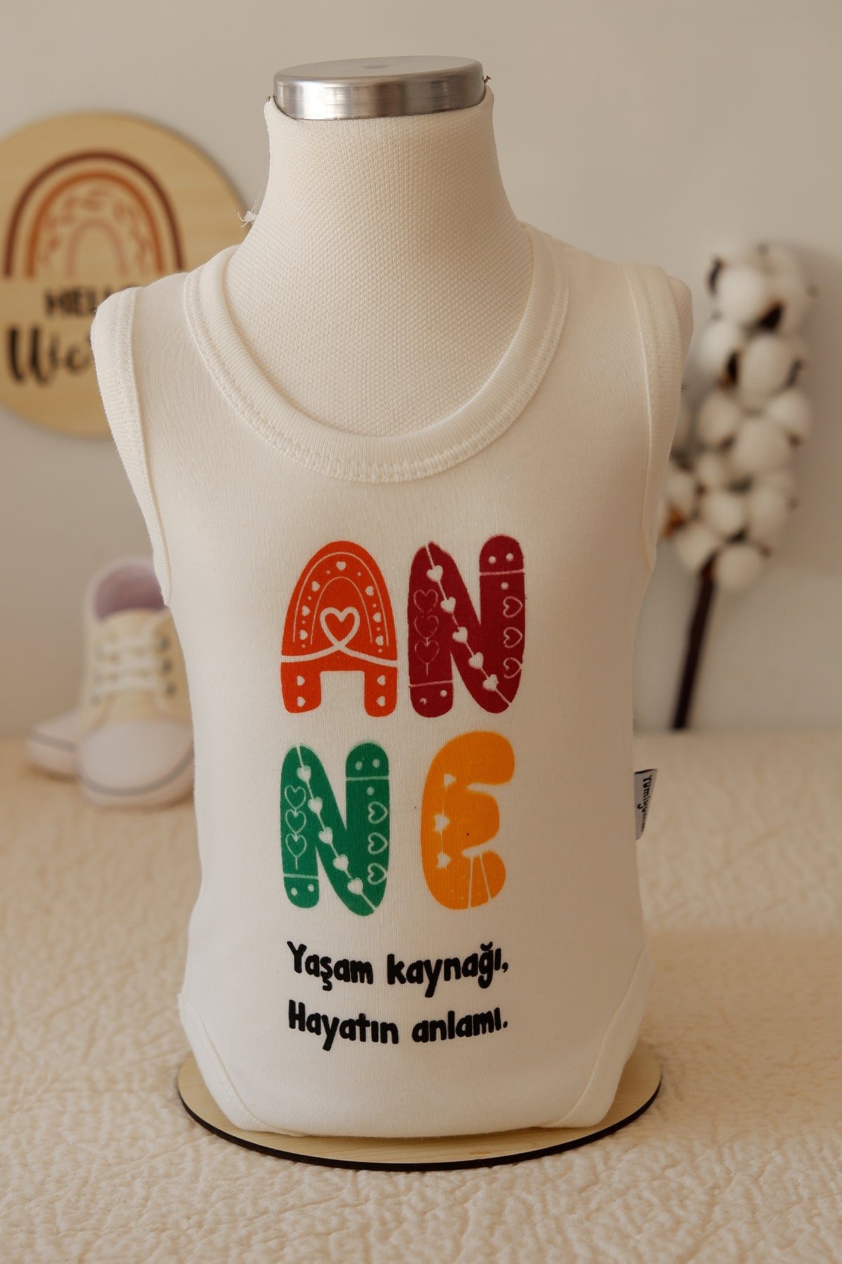 Baskılı Bebek Body Zıbın Anne Yaşam Kaynağı %100 Pamuk